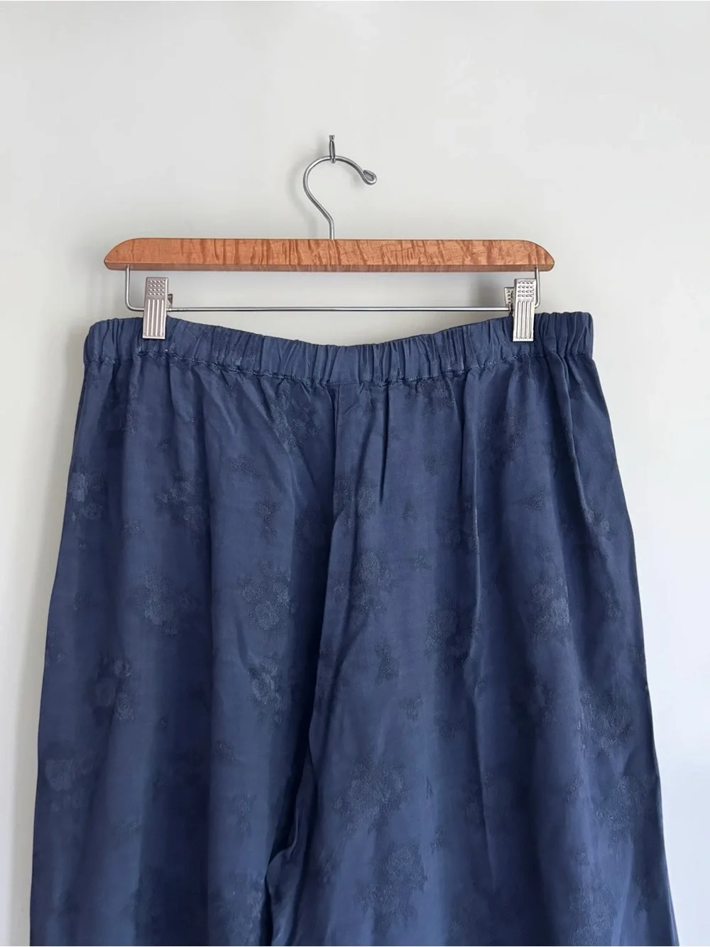 CP Shades Vintage 100% Rayon Floral Jacquard Wide Leg Pants Blue Sz L Made USA